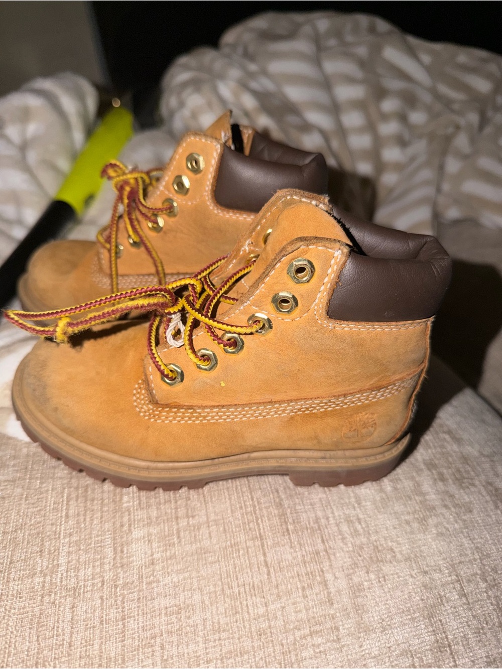 Timberland Kids Wheat Nubuck Ankle Boots with Brown Collar